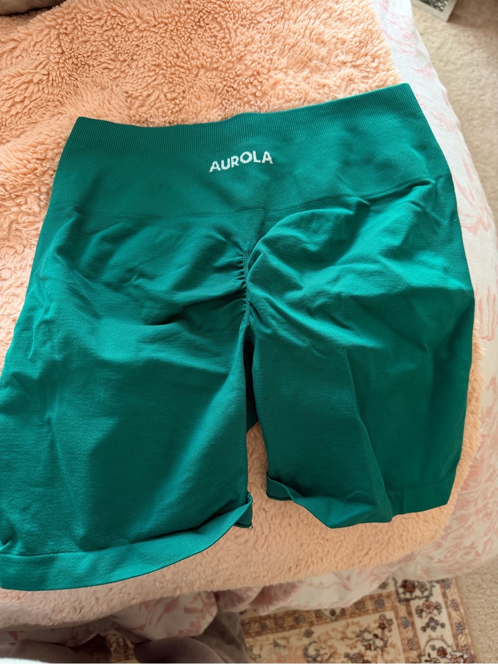 Aurola Women's High-Waist Teal Scrunch Bike Shorts